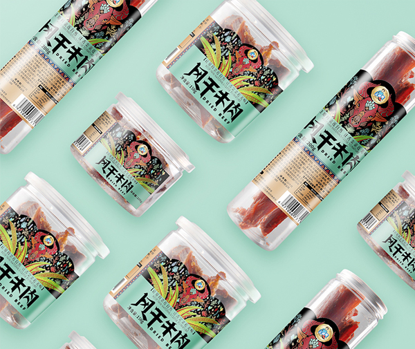 土姥姥土特產(chǎn)風(fēng)干牛肉包裝標簽設(shè)計