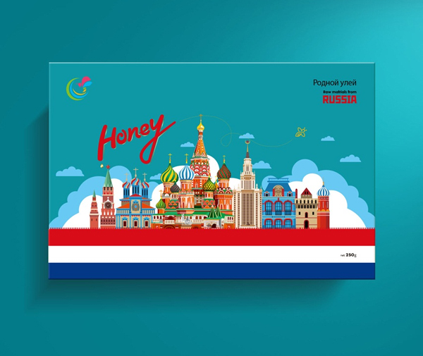 蜂還巢俄羅斯彩色蜂蜜禮品盒包裝設計